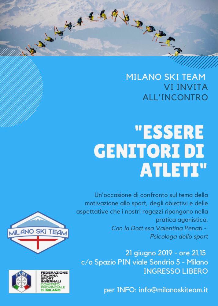 Volantino promozionale convegno "Essere genitori di atleti"