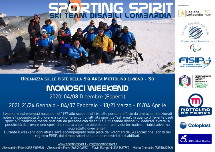 Locandina dei weekend sul monosci